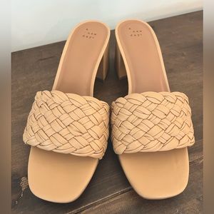 New with Tag A New Day Braided Mules Heels Taupe Sand Tan 12 W Wide